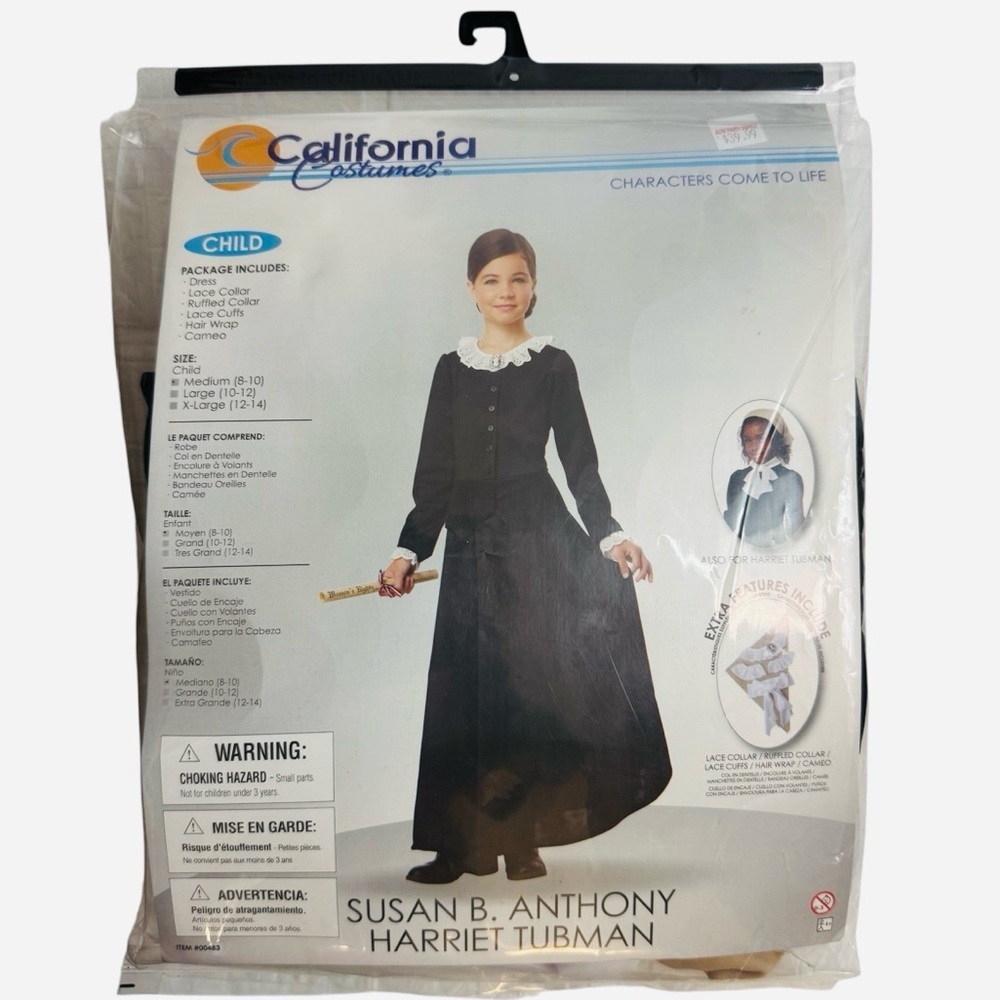 SUSAN B. ANTHONY
HARRIET TUBMAN California Costumes Size M (8-10)